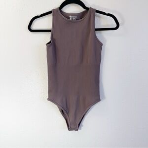 Taupe Ribbed Bodysuit small taupe‎